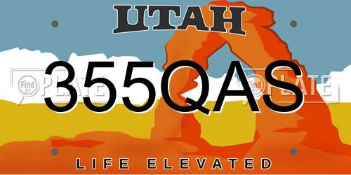 355QAS Utah License Plate