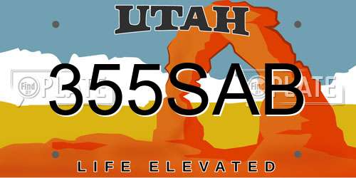 355SAB Utah License Plate