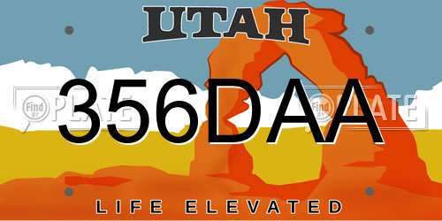 356DAA Utah License Plate