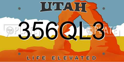 356QL3 Utah License Plate