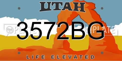 3572BG Utah License Plate