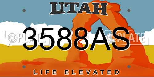 3588AS Utah License Plate