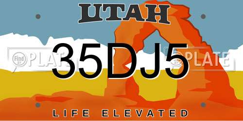 35DJ5 Utah License Plate