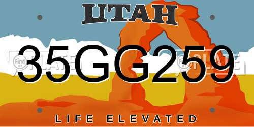 35GG259 Utah License Plate