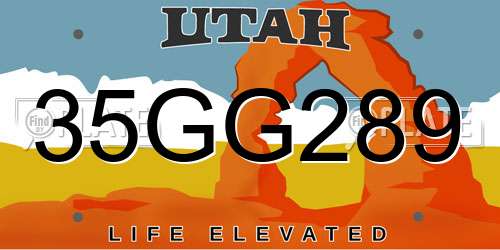 35GG289 Utah License Plate