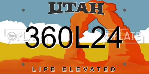 360L24 Utah License Plate