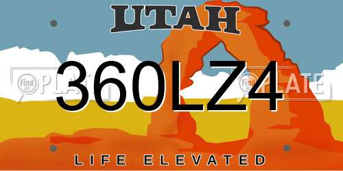 360LZ4 Utah License Plate