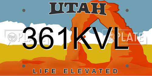 361KVL Utah License Plate