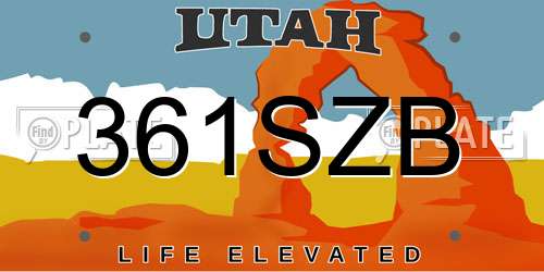 361SZB Utah License Plate