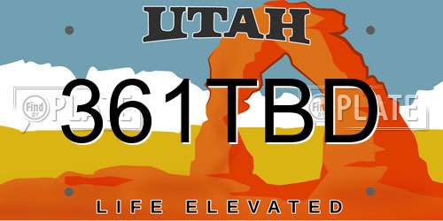 361TBD Utah License Plate
