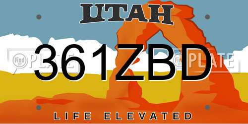 361ZBD Utah License Plate