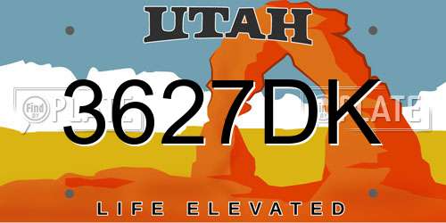 3627DK Utah License Plate