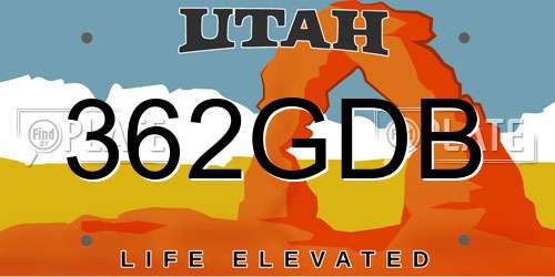 362GDB Utah License Plate