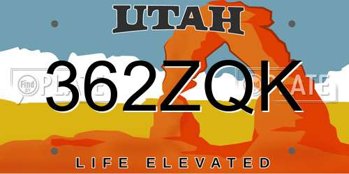 362ZQK Utah License Plate
