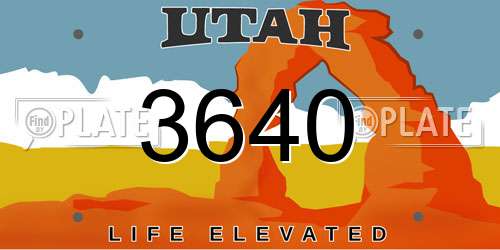 3640 Utah License Plate