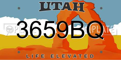 3659BQ Utah License Plate
