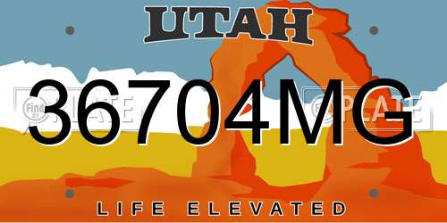 36704MG Utah License Plate