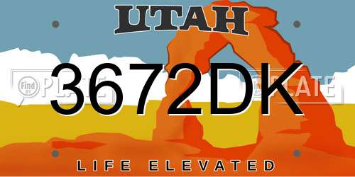 3672DK Utah License Plate