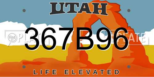 367B96 Utah License Plate