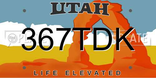 367TDK Utah License Plate