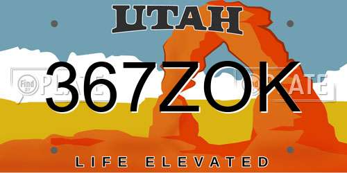 367ZOK Utah License Plate