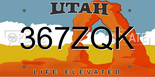 367ZQK Utah License Plate