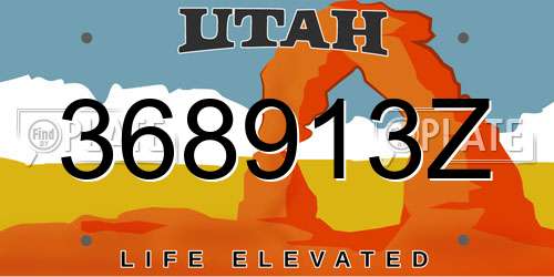 368913Z Utah License Plate