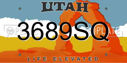 3689SQ Utah License Plate