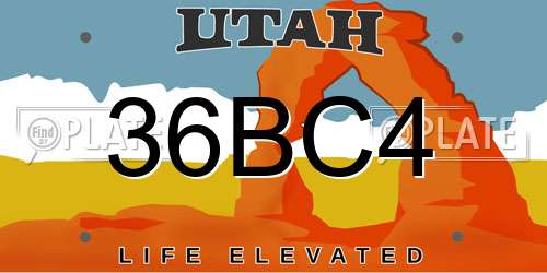 36BC4 Utah License Plate