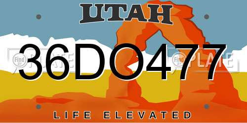 36DO477 Utah License Plate