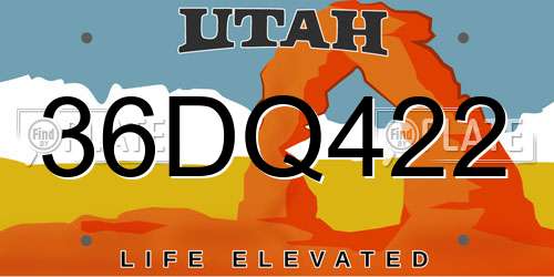 36DQ422 Utah License Plate
