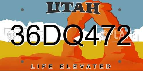36DQ472 Utah License Plate
