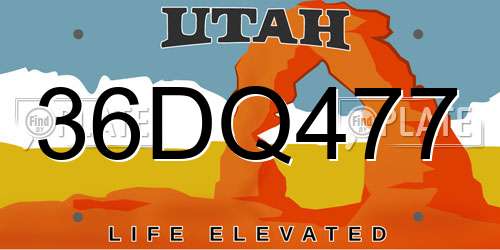 36DQ477 Utah License Plate