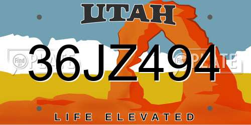 36JZ494 Utah License Plate