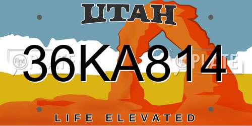 36KA814 Utah License Plate