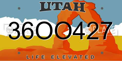36OO427 Utah License Plate