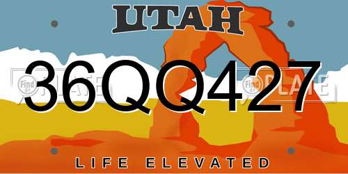 36QQ427 Utah License Plate