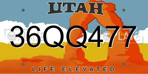 36QQ477 Utah License Plate