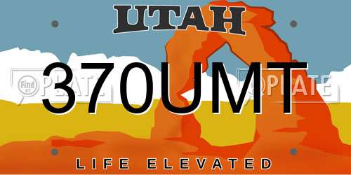 370UMT Utah License Plate