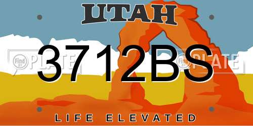 3712BS Utah License Plate