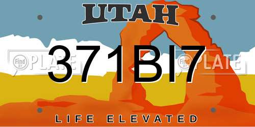 371BI7 Utah License Plate