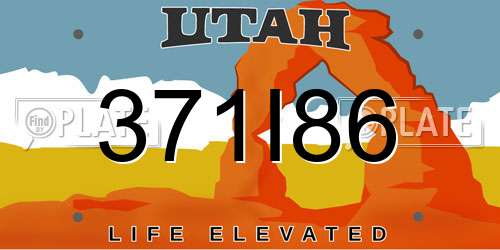 371I86 Utah License Plate