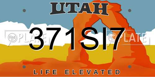 371SI7 Utah License Plate