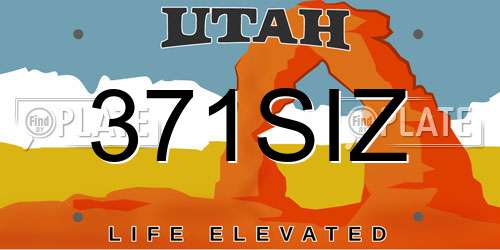 371SIZ Utah License Plate
