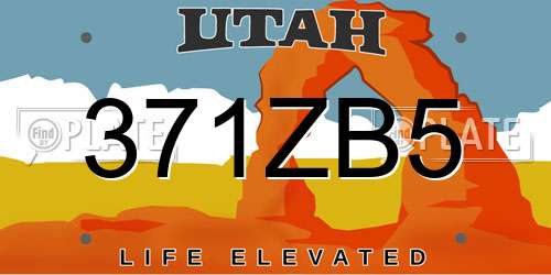 371ZB5 Utah License Plate