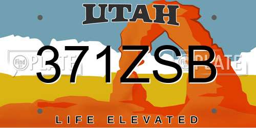 371ZSB Utah License Plate