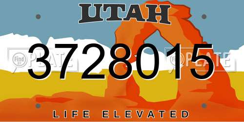 3728015 Utah License Plate