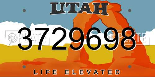 3729698 Utah License Plate