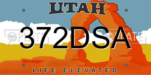 372DSA Utah License Plate