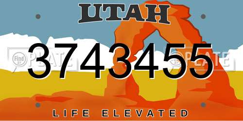 3743455 Utah License Plate